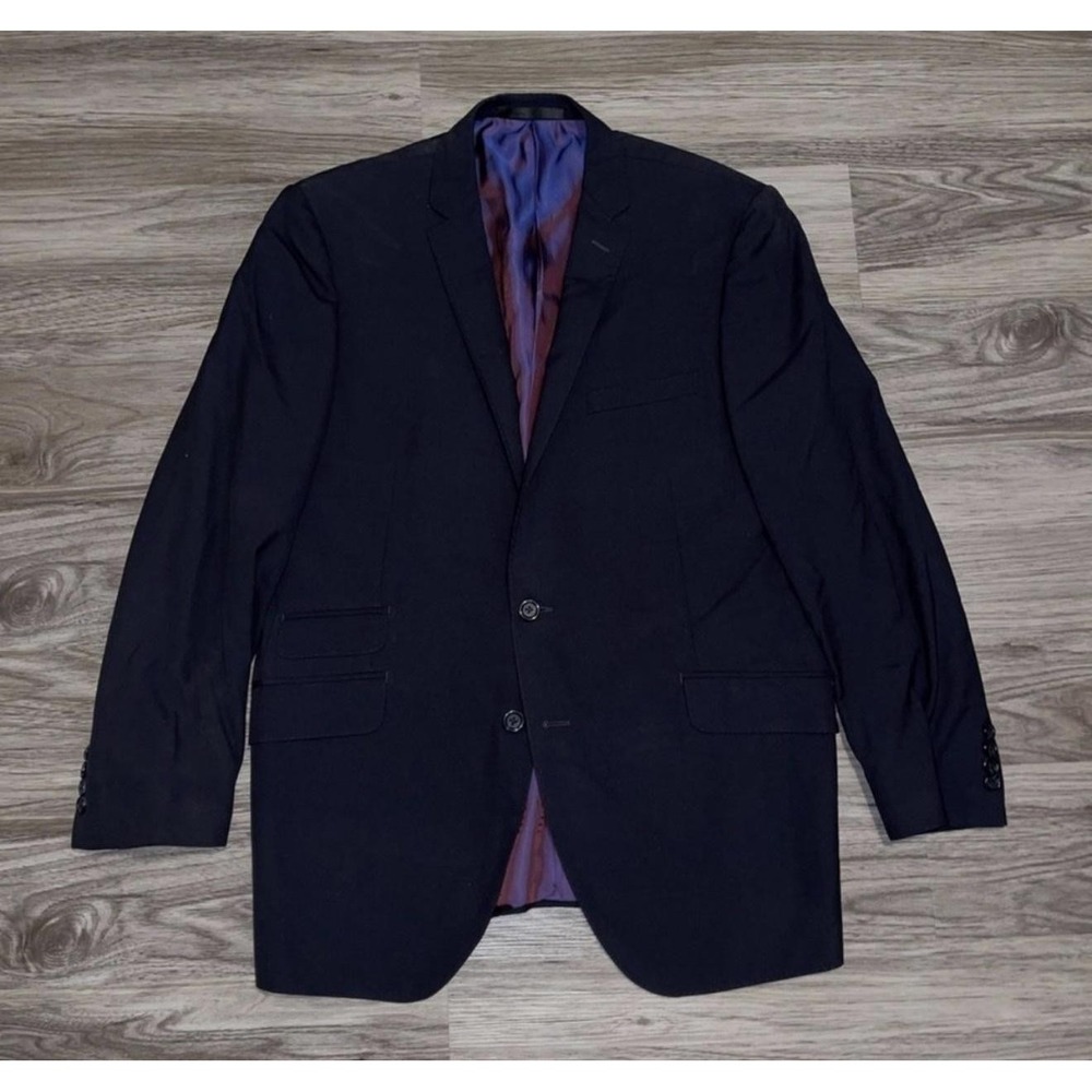 Byron Suit Jacket Mens 56 Blue Super 140s Wool British Style 2 Button Regular